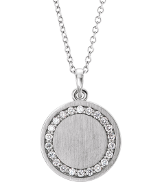 86437 Necklace Set Platinum Round Natural Diamond 16.7 X 14.3 Mm 1.3Mm 15 Ctw I1, G-H 16-18 In Polished 15 Ctw Natural Diamond Halo-Style Engravable Necklace