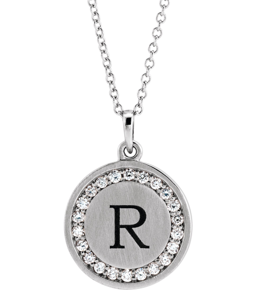 86437 Necklace Set Platinum Round Natural Diamond 16.7 X 14.3 Mm 1.3Mm 15 Ctw I1, G-H 16-18 In Polished 15 Ctw Natural Diamond Halo-Style Engravable Necklace
