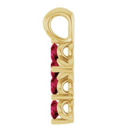 R42363 Pendant 14K Yellow Set Natural Ruby Round 2 Mm 11.5 X 6.1 Mm Polished Natural Ruby Cross Pendant