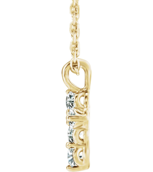 R42363 Necklace 14K Yellow Set Natural Diamond Round 2Mm 16 Ctw I1, G-H 11.5 X 6.1 Mm Polished 16 Ctw Natural Diamond Cross 16-18 In Necklace