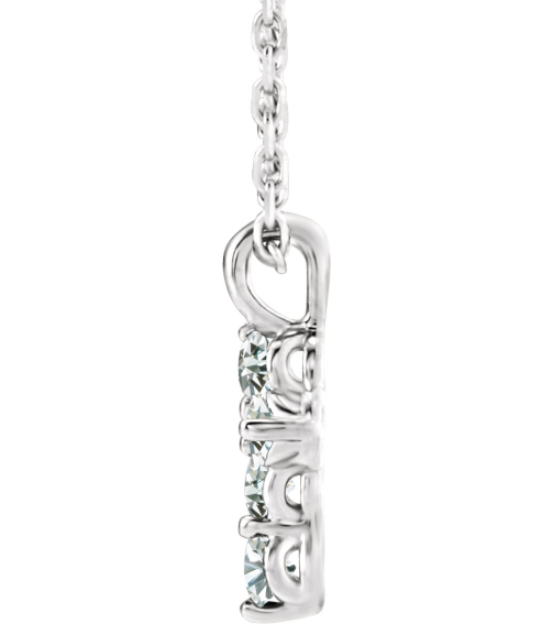 R42363 Necklace 14K White Set Natural Diamond Round 2Mm 16 Ctw I1, G-H 11.5 X 6.1 Mm Polished 16 Ctw Natural Diamond Cross 16-18 In Necklace