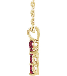R42363 Necklace 14K Yellow Set Natural Ruby Round 2 Mm 11.5 X 6.1 Mm Polished Natural Ruby Cross 16-18 In Necklace