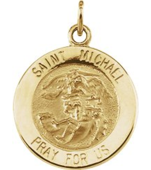 R5052 Pendant 14K Yellow 15 Mm Polished Round St. Michael Medal
