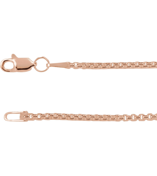 Ch1091 14K Rose Box 1.8 Mm 16 In Lobster Clasp Polished Rounded Box Chain