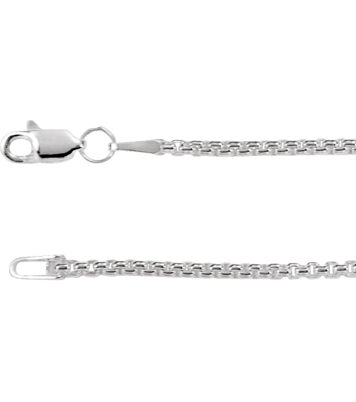 Ch1091 Sterling Silver Box 1.8 Mm 18 In Lobster Clasp Polished Rounded Box Chain