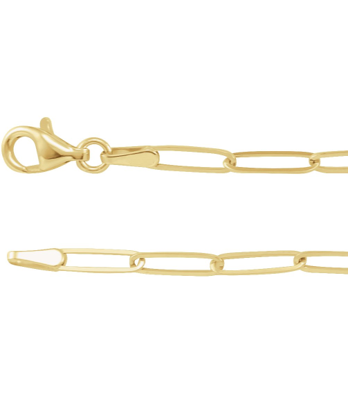 Ch1094 14K Yellow Paperclip-Style 2.6 Mm 7 In Lobster Clasp Polished Paperclip-Style Chain