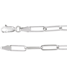 Ch1095 14K White Paperclip-Style 3.85 Mm 7 In Lobster Clasp Polished Paperclip-Style Chain