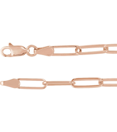 Ch1095 14K Rose Paperclip-Style 3.85 Mm 7 In Lobster Clasp Polished Paperclip-Style Chain