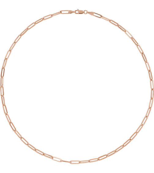 Ch1095 14K Rose Paperclip-Style 3.85 Mm 7 In Lobster Clasp Polished Paperclip-Style Chain