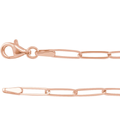 Ch1094 14K Rose Paperclip-Style 2.6 Mm 16 In Lobster Clasp Polished Paperclip-Style Chain