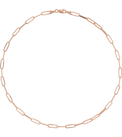 Ch1095 14K Rose Paperclip-Style 3.85 Mm 16 In Lobster Clasp Polished Paperclip-Style Chain