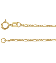 Ch1098 14K Yellow Figaro 1.28 Mm 20 In Spring Ring Polished Figaro Chain