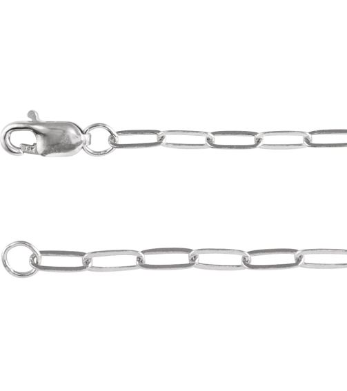 Ch1099 14K White Paperclip-Style 2.1 Mm 7 In Lobster Clasp Polished Paperclip-Style Chain