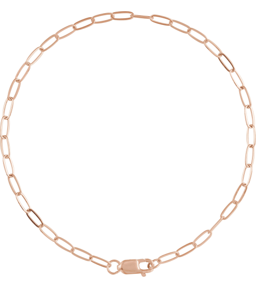 Ch1099 14K Rose Paperclip-Style 2.1 Mm 7 In Lobster Clasp Polished Paperclip-Style Chain