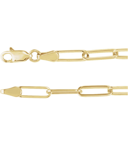 Ch1095 18K Yellow Gold-Plated Sterling Silver Paperclip-Style 3.85 Mm 7 In Lobster Clasp Polished Paperclip-Style Chain