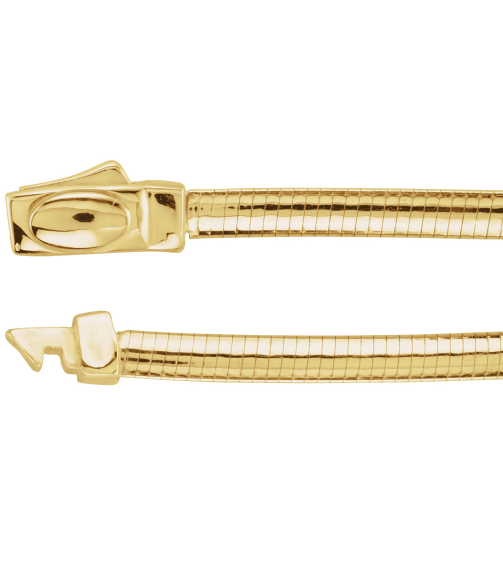 Ch748 14K YellowWhite Omega 3 Mm 7 In Bayonet Clasp Polished Reversible Omega Chain