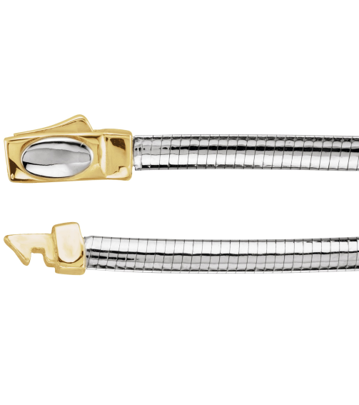 Ch748 14K YellowWhite Omega 3 Mm 16 In Bayonet Clasp Polished Reversible Omega Chain