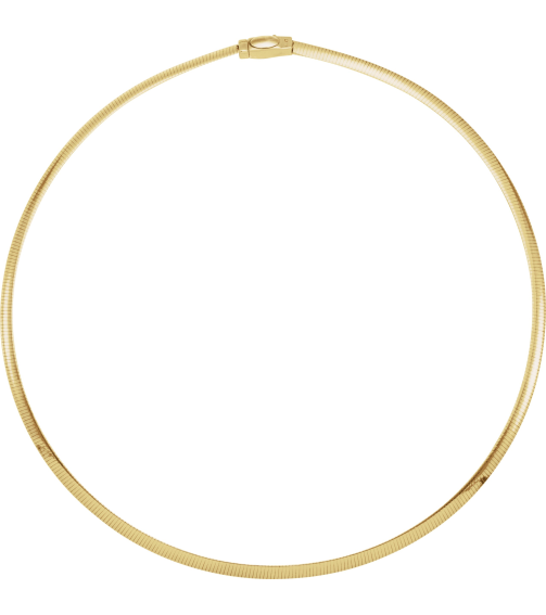 Ch748 14K YellowWhite Omega 4 Mm 18 In Bayonet Clasp Polished Reversible Omega Chain