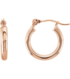20270 Earring 14K Rose 13 Mm 2 Mm Pair Catch Polished Round Tube Hoop Earrings