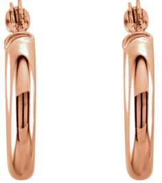 20270 Earring 14K Rose 13 Mm 2 Mm Pair Catch Polished Round Tube Hoop Earrings