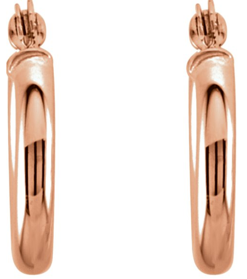 20270 Earring 14K Rose 13 Mm 2 Mm Pair Catch Polished Round Tube Hoop Earrings
