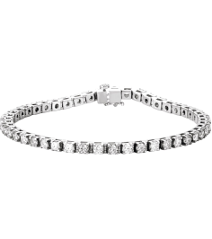 Brc12 Bracelet Set 14K White Round Lab-Grown Diamond 3Mm 4 34 Ctw Vs, F+ 7 In Polished Lab-Grown Diamond Bracelet