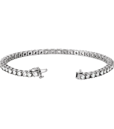 Brc12 Bracelet Set 14K White Round Lab-Grown Diamond 3Mm 4 34 Ctw Vs, F+ 7 In Polished Lab-Grown Diamond Bracelet