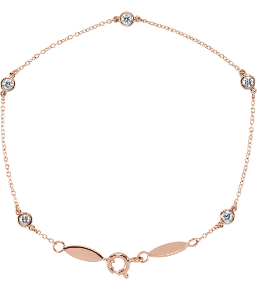 651577 Bracelet Set 14K Rose Round Lab-Grown Diamond 2.5Mm 13 Ctw Vs, F+ 7 In Polished Station Bracelet