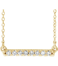 86969 Necklace Set 14K Yellow Round Lab-Grown Diamond 1.7Mm 18 Ctw Vs, F+ 16-18 In Polished French-Set Bar Necklace