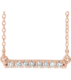 86969 Necklace Set 14K Rose Round Lab-Grown Diamond 1.7Mm 18 Ctw Vs, F+ 16-18 In Polished French-Set Bar Necklace