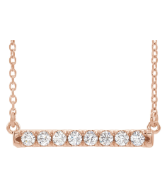 86969 Necklace Set 14K Rose Round Lab-Grown Diamond 2Mm 14 Ctw Vs, F+ 16-18 In Polished French-Set Bar Necklace