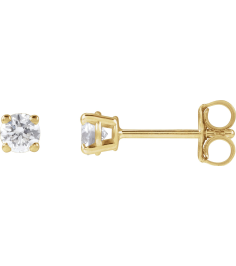 1874 14K Yellow Set Round Lab-Grown Diamond Pair 3.4Mm 13 Ctw Vs, F+ Friction Friction Backs Included 4-Prong Polished 13 Ctw Lab-Grown Diamond Stud Earrings