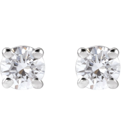 1874 14K White Set Round Lab-Grown Diamond Pair 3.4Mm 13 Ctw Vs, F+ Friction Friction Backs Included 4-Prong Polished 13 Ctw Lab-Grown Diamond Stud Earrings