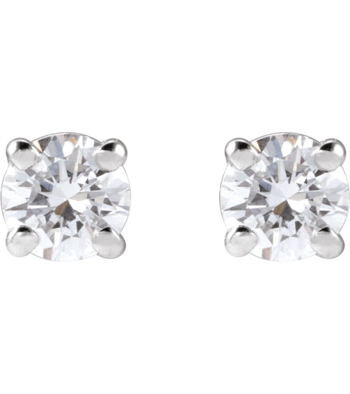 1874 14K White Set Round Lab-Grown Diamond Pair 3.4Mm 13 Ctw Vs, F+ Friction Friction Backs Included 4-Prong Polished 13 Ctw Lab-Grown Diamond Stud Earrings