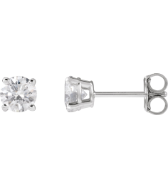 1874 14K White Set Round Lab-Grown Diamond Pair 4.5Mm 34 Ctw Vs, F+ Friction Friction Backs Included 4-Prong Polished Lab-Grown Diamond Stud Earrings