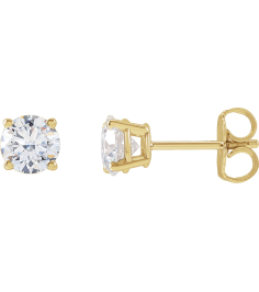 1874 14K Yellow Set Round Lab-Grown Diamond Pair 5.5Mm 1 14 Ctw Vs, F+ Friction Friction Backs Included 4-Prong Polished Lab-Grown Diamond Stud Earrings