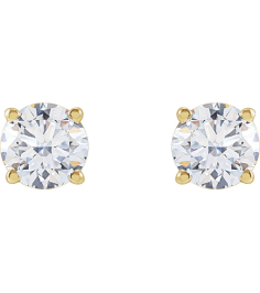 1874 14K Yellow Set Round Lab-Grown Diamond Pair 5.5Mm 1 14 Ctw Vs, F+ Friction Friction Backs Included 4-Prong Polished Lab-Grown Diamond Stud Earrings