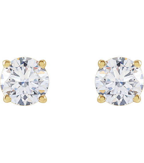 1874 14K Yellow Set Round Lab-Grown Diamond Pair 5.5Mm 1 14 Ctw Vs, F+ Friction Friction Backs Included 4-Prong Polished Lab-Grown Diamond Stud Earrings