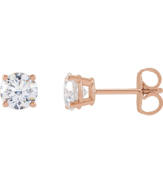 1874 14K Rose Set Round Lab-Grown Diamond Pair 5.5Mm 1 14 Ctw Vs, F+ Friction Friction Backs Included 4-Prong Polished Lab-Grown Diamond Stud Earrings