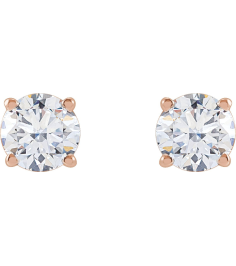 1874 14K Rose Set Round Lab-Grown Diamond Pair 5.5Mm 1 14 Ctw Vs, F+ Friction Friction Backs Included 4-Prong Polished Lab-Grown Diamond Stud Earrings