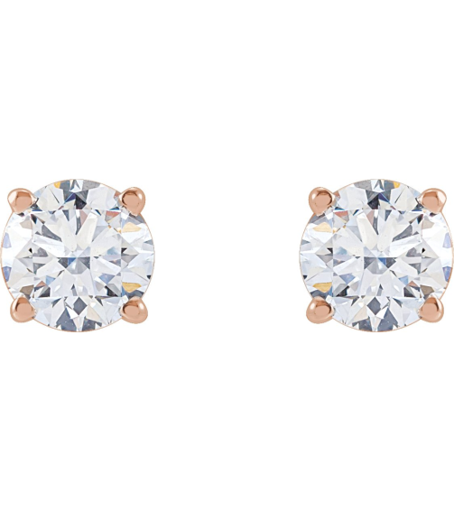 1874 14K Rose Set Round Lab-Grown Diamond Pair 5.5Mm 1 14 Ctw Vs, F+ Friction Friction Backs Included 4-Prong Polished Lab-Grown Diamond Stud Earrings
