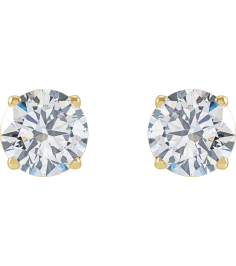 1874 14K Yellow Set Round Lab-Grown Diamond Pair 6.3Mm 2 Ctw Vs, F+ Friction Friction Backs Included 4-Prong Polished Lab-Grown Diamond Stud Earrings