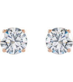 1874 14K Rose Set Round Lab-Grown Diamond Pair 6.3Mm 2 Ctw Vs, F+ Friction Friction Backs Included 4-Prong Polished Lab-Grown Diamond Stud Earrings