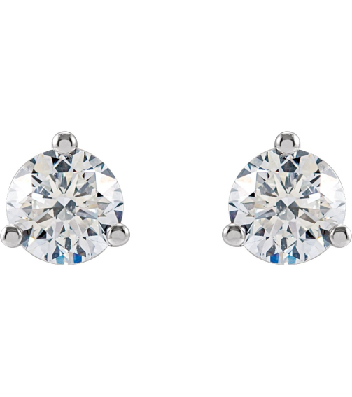 66233 14K White Set Round Lab-Grown Diamond Pair 4.5Mm 34 Ctw Vs, F+ Friction Friction Backs Included 3-Prong Polished 34 Ctw Lab-Grown Diamond Stud Earrings