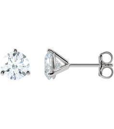 66233 14K White Set Round Lab-Grown Diamond Pair 5.75Mm 1 12 Ctw Vs, F+ Friction Friction Backs Included 3-Prong Polished 1 12 Ctw Lab-Grown Diamond Stud Earrings