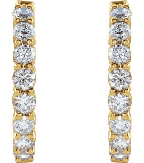 653631 Earring Set 14K Yellow 19.3 Mm 2.2 Mm Lab-Grown Diamond Round 2.1Mm 1 Ctw Vs, F+ Pair Hinged Polished 1 Ctw Lab-Grown Diamond Inside-Outside Hoop Earrings