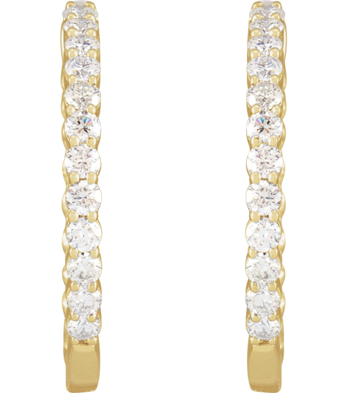 653631 Earring Set 14K Yellow 30 Mm 3.14 Mm Lab-Grown Diamond Round 2.5Mm 3 Ctw Vs, F+ Pair Hinged Polished 3 Ctw Lab-Grown Diamond Inside-Outside Hoop Earrings