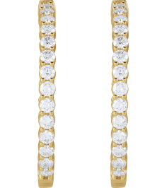 653631 Earring Set 14K Yellow 36 Mm 3.2 Mm Lab-Grown Diamond Round 3Mm 4 Ctw Vs, F+ Pair Hinged Polished 4 Ctw Lab-Grown Diamond Inside-Outside Hoop Earrings