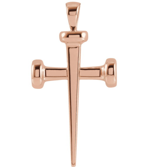 R42392 Pendant 14K Rose 28 X 14.71 Mm Polished Nail Cross Pendant
