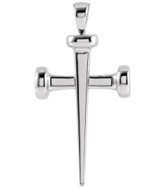 R42392 Pendant Platinum 28 X 14.71 Mm Polished Nail Cross Pendant